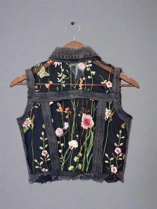 Black Wildflower Kids Black Vest - Large