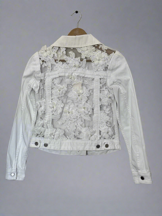 White 3D Floral Adult White Jacket - X-Small